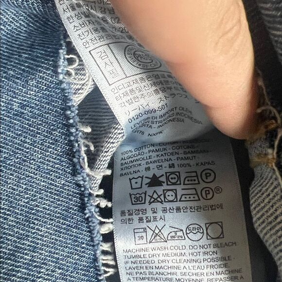 Levi's High Rise Deconstructed Distressed Blue Denim Skirt size 14 / 32 NWT - Picture 5 of 5